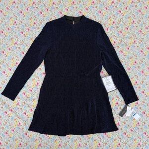 Navy blue shiny long sleeve skater dress Size XL #party #cute #skaterdress